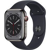 Apple Watch Series 8 45mm Cellular Grafit rozsdamentes éjfekete sportszíjjal - Okosóra