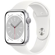 Okosóra Apple Watch Series 8 45mm Ezüst alumínium fehér sportszíjjal