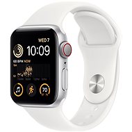Okosóra Apple Watch SE (2022) 40 mm Cellular Ezüst alumínium fehér sportszíjjal