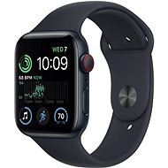 Okosóra Apple Watch SE (2022) 44mm Cellular Éjfekete alumínium, éjfekete sportszíjjal