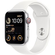 Okosóra Apple Watch SE (2022) 44 mm Cellular Ezüst alumínium fehér sportszíjjal