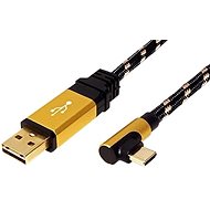 Roline GOLD USB 2.0 kétoldalú kábel, USB A(M) - USB C(M) hajlított (90°), 0,8m - Adatkábel