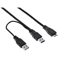 OEM USB SuperSpeed 5Gbps Y kábel 2x USB 3.0 A(M) - microUSB 3.0 B(M), 1,5 m, fekete - Adatkábel