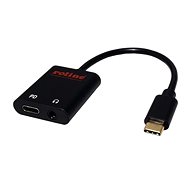 Roline Adapter USB C(M) - 4 pólusú jack 3,5mm audio + USB C(F) (PD), 0,13 m - Átalakító