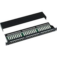 Patch panel Adatátviteli panel, 24x RJ45, közvetlen, CAT5E STP, fekete, 1U - Patch panel