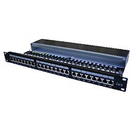 Patch panel Datacom 24x RJ45, közvetlen, CAT6 STP, fekete, 1U - Patch panel