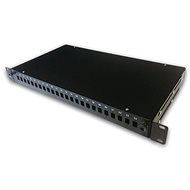 Patch panel Datacom 19" behúzható optikai kád 1U 24 SC Simplex fekete + kazetta - Patch panel
