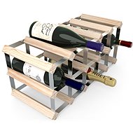 RTA bortartó állvány 15 borosüvegnek, natúr fenyőfa - horganyzott acél / lapra szerelve - Bortartó állvány