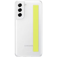 Telefon tok Samsung Galaxy S21 FE 5G félig átlátszó fehér tok pánttal - Kryt na mobil