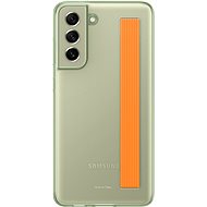 Telefon tok Samsung Galaxy S21 FE 5G félig átlátszó olívazöld tok pánttal - Kryt na mobil