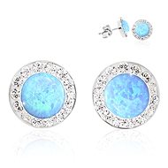JSB Bijoux ezüst fülbevaló sötétkék opál, Swarovski® kristály kövekkel díszítve (925/1000; 1,44 g, kerek) - Fülbevaló
