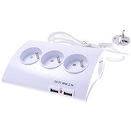 Hosszabbító kábel PremiumCord hosszabbító kábel, 230 V, 5 csatlakozóaljzat + kapcsoló + 2x USB 2A, 1,5 m - Prodlužovací kabel