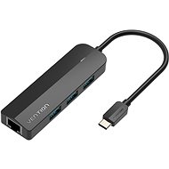 Vention Type-C (USB-C) to 3x USB 3.0 / RJ45 / Micro-B HUB 0.15M Black ABS Type - USB Hub
