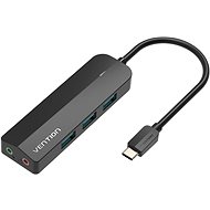 Vention Type-C (USB-C) to 3x USB 3.0 / Micro-B HUB with External Stereo Sound Adapter 0.15M Black AB