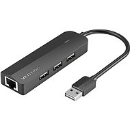 Vention 3-Port USB 2.0 Hub with 100Mbps Ethernet Adapter 0,15m Black - USB Hub