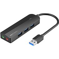 Vention 3-Port USB 3.0 Hub with Sound Card and Power Supply 0,15m, fekete