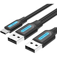Vention USB 2.0 to USB-C Cable with USB Power Supply 1M Black PVC Type