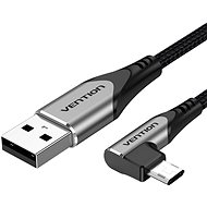Adatkábel Vention Reversible 90° USB 2.0 -> microUSB Cotton Cable Gray 3m Aluminium Alloy Type