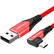 Vention Reversible 90° USB 2.0 -> microUSB Cotton Cable Red 1m Aluminium Alloy Type - Adatkábel