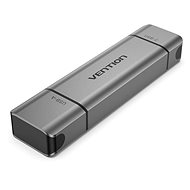 Kártyaolvasó Vention 2-in-1 USB 3.0 A+C Card Reader(SD+TF) Gray Dual Drive Letter Aluminum Alloy Type