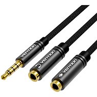 Vention Fabric Braided 3,5mm Male to 2x 3,5mm Female Stereo Splitter Cable 0,3m Black Metal Type - Audio kábel