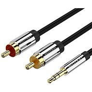 Vention 3,5mm Jack Male to 2x RCA Male Audio Cable 2m Black Metal Type - Audio kábel