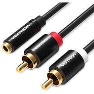 Vention 3.5mm Female to 2x RCA Male Audio Cable 1m Black Metal Type - Audio kábel