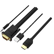 Vention HDMI to VGA Cable with Audio Output & USB Power Supply 1.5m Black - Videokábel