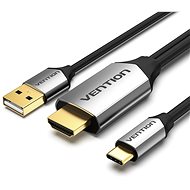 Videokábel Vention Type-C (USB-C) to HDMI Cable with USB Power Supply 1,5 m Black Metal Type - Video kabel