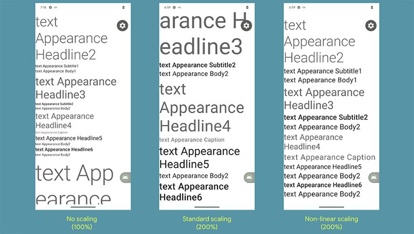 Android 14, nem lineáris betűméret