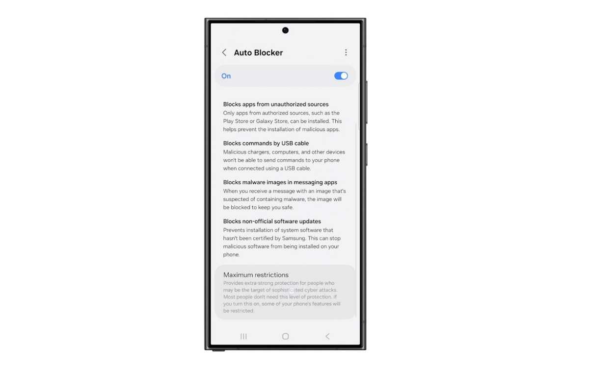 Samsung One UI 7, Auto Blocker