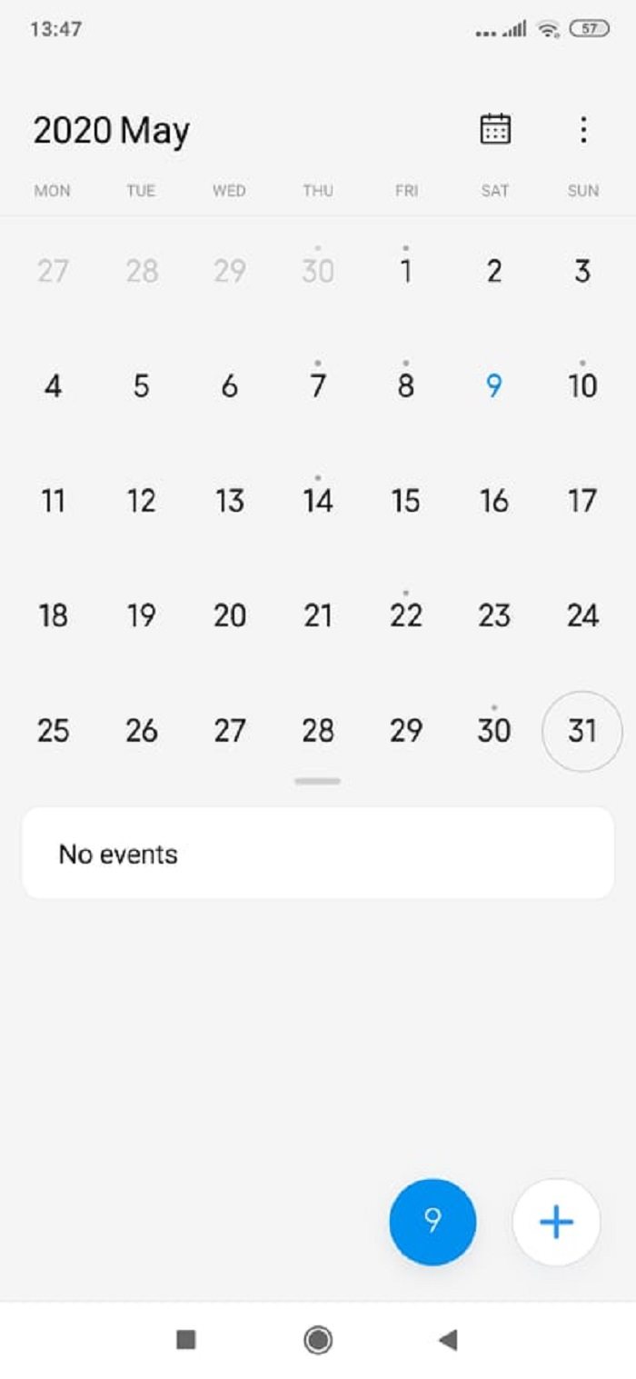 Xiaomi MIUI - Naptár