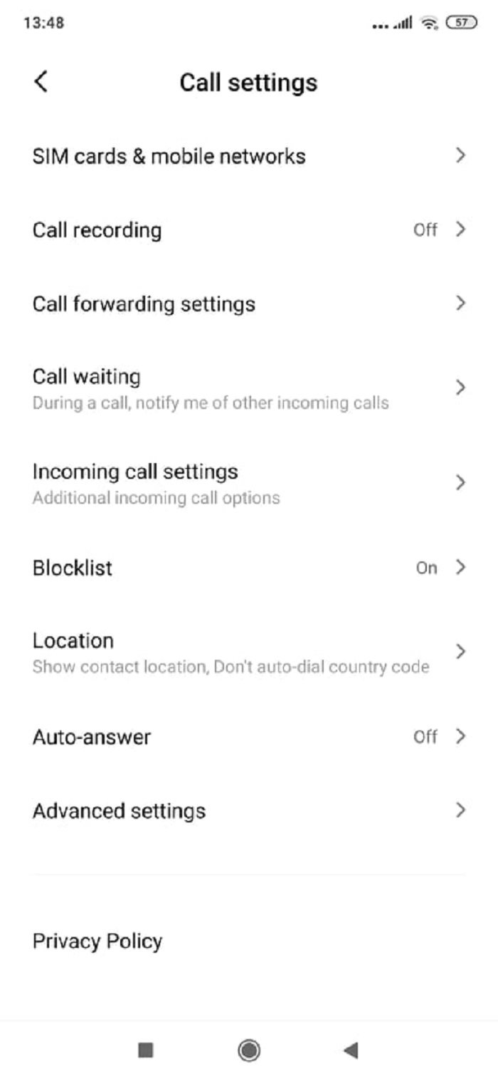 Xiaomi MIUI - Hívásbeállítások
