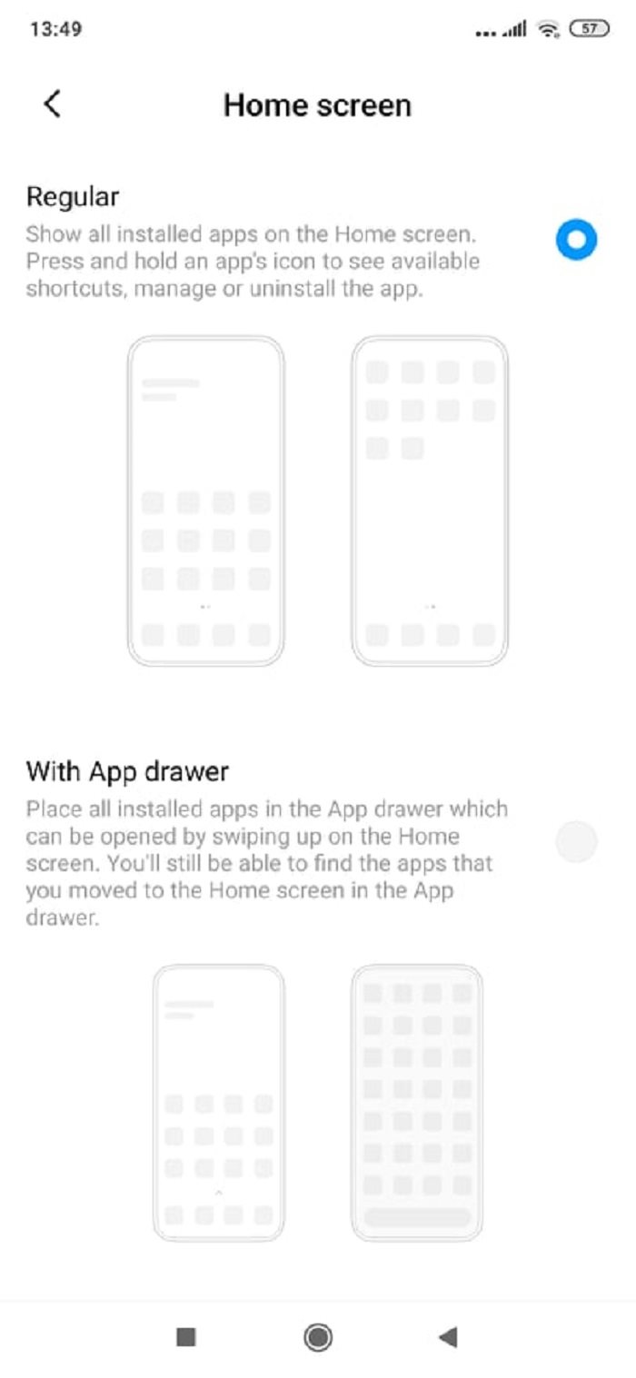 Xiaomi MIUI - Az ikonok elrendezésének beállítása