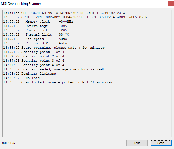 OC Scanner; GPU túlhajtásának eredménye