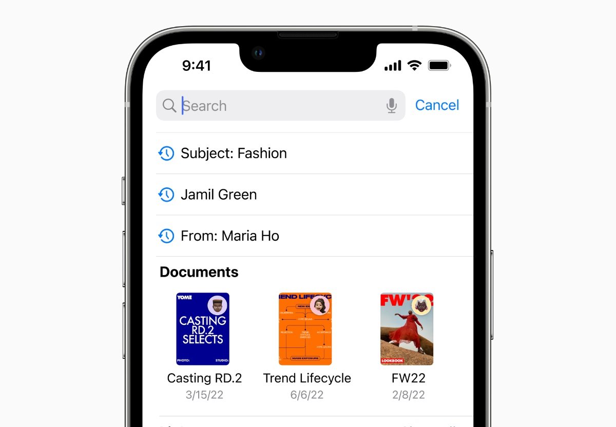 iOS 16 - keresés az email-ben