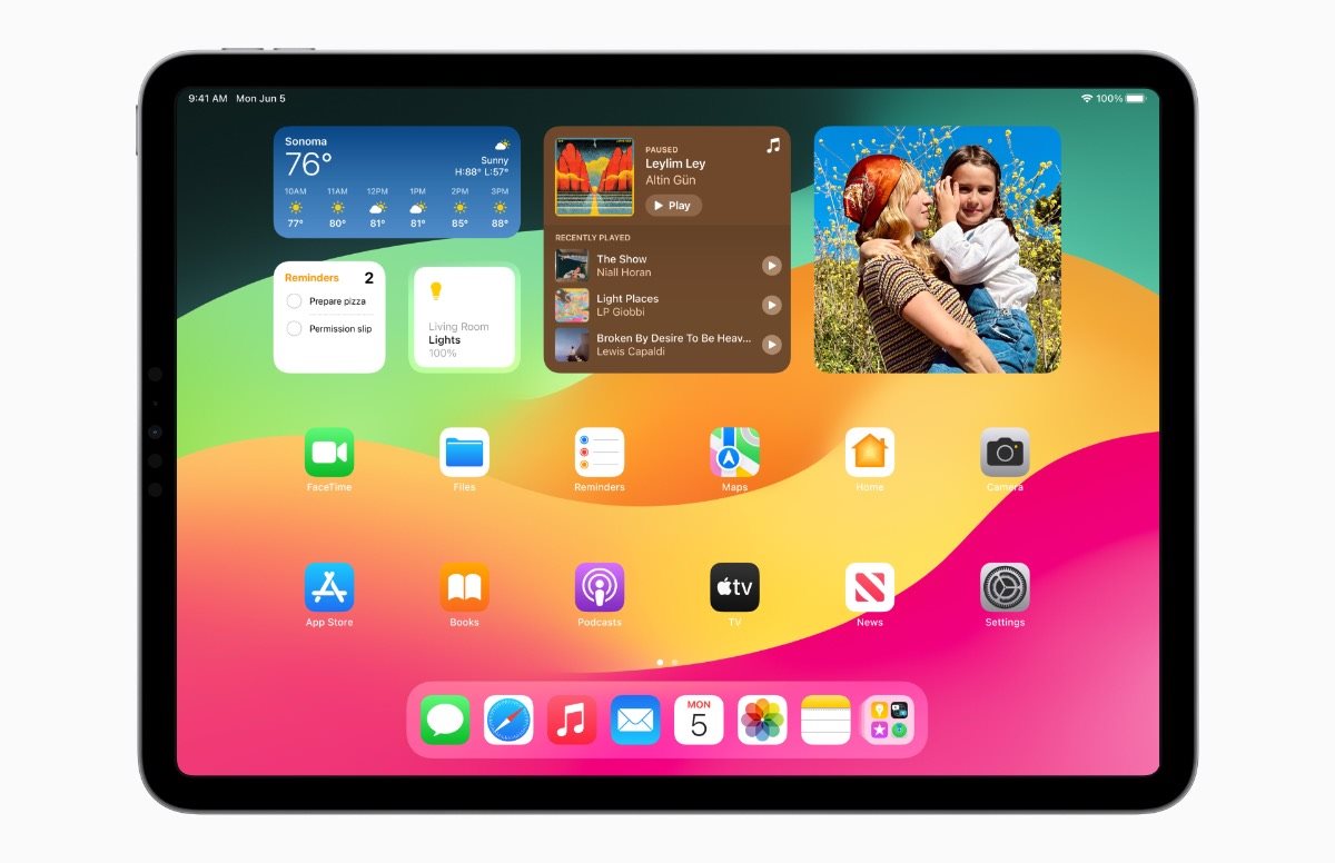 iPadOS 17, kezdőképernyő widgetekkel