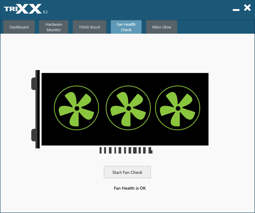 Sapphire NITRO+ RX 6700 XT 12G; TriXX - Fan Healt Check
