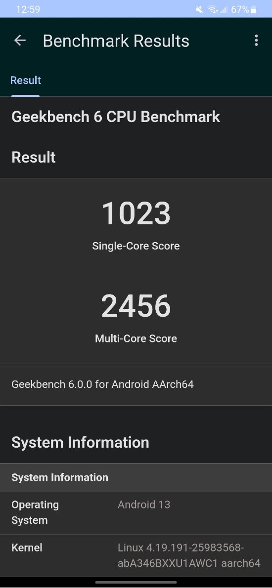 Samsung Galaxy A34 5G, Geekbench