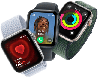 Három Apple Watch, amelyek monitorozzák a pulzusszámot, fogadják a bejövő hívásokat, és mutatják az Aktivitás gyűrűit