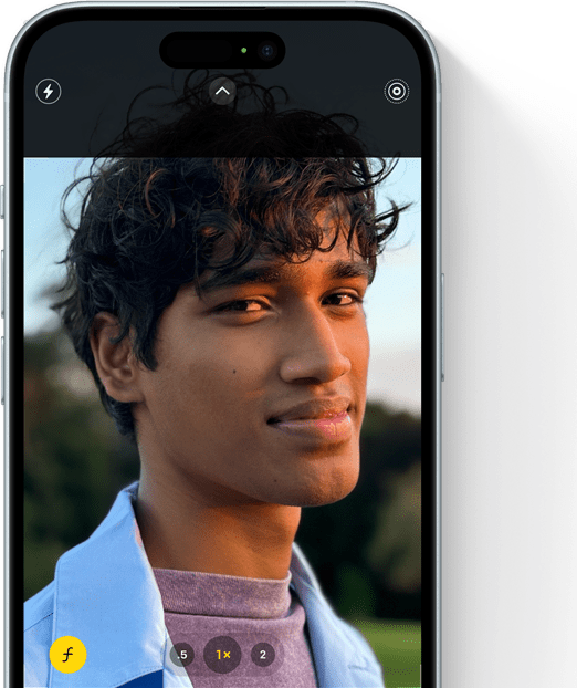 iPhone 15 bekapcsolt portré móddal