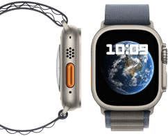 Az új, szén-dioxid-semleges Apple Watch Ultra 2 elülső és oldalsó nézetei