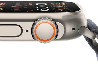 Apple Watch Ultra 2 tartós titánium tokkal, lapos kijelzővel, digitális koronával és oldalsó gombbal