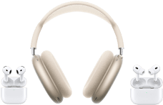 Sekce AirPods s bezdrátovými sluchátky