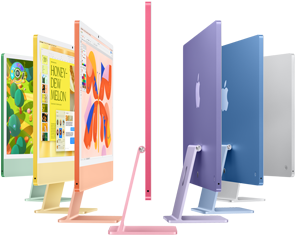 iMac – Briliáns. iMac számítógépek zöld, sárga, narancs-, rózsaszín, lila, kék és ezüstszínben