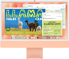 Előre néző narancsszínű iMac