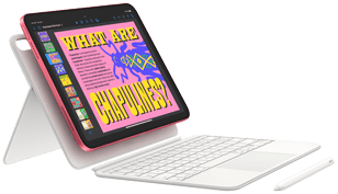 Illusztráció, amelyen az iPad, a Magic Keyboard Folio és az Apple Pencil látható.