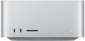A Mac Studio elölnézeti képe, amelyen látszik a két USB-C port és az SDXC-kártyaolvasó nyílása