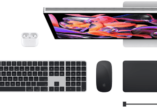 Mac tartozékok: AirPods, Studio Display, Magic Keyboard, Magic Mouse, Magic Trackpad, MagSafe töltőkábel Space Black színben