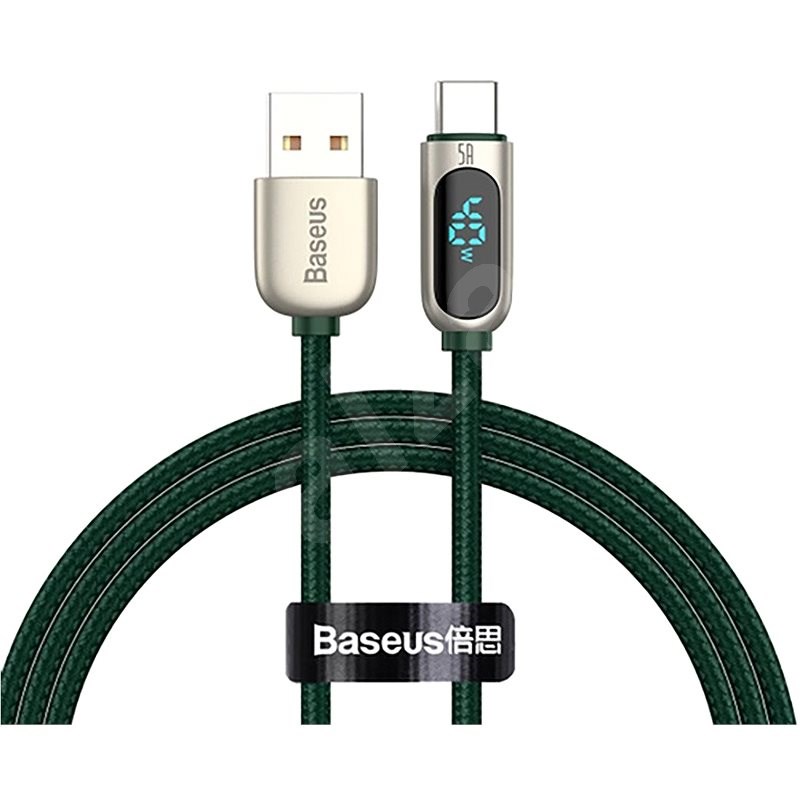 Baseus Display Fast Charging Data Cable USB to Type-C 5A 2m Green - Adatkábel